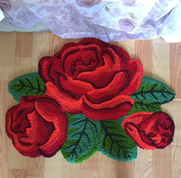 

Red Rose Carpet for Livingroom/Bedroom/Bathroom/Wedding Rugs Soft Shaggy Plush Washable Absorbent Microfibers Area Rug Bath Mat