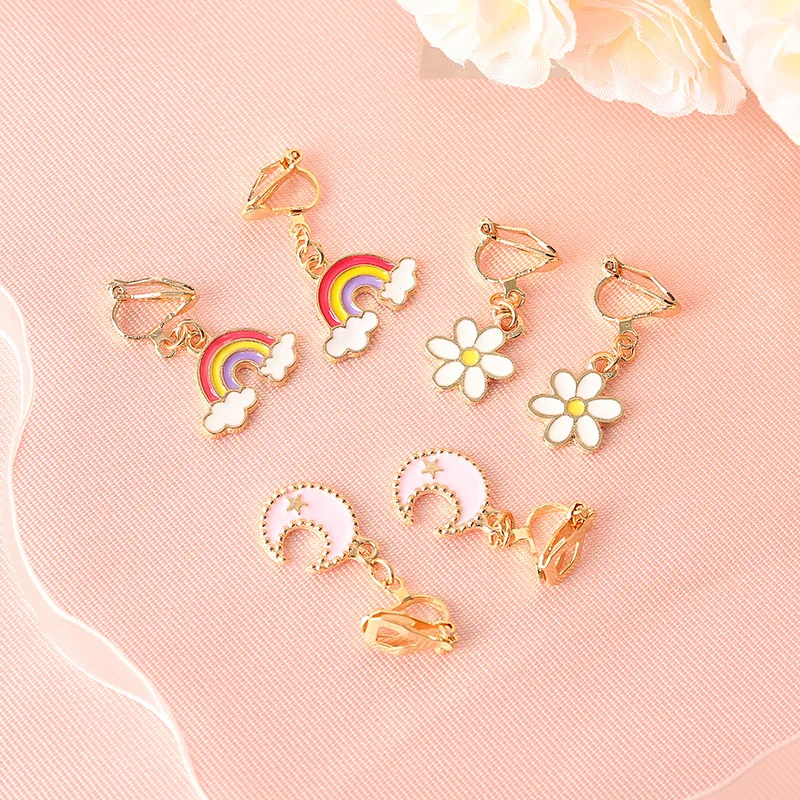 Модные ювелирные изделия милые Мультяшные животные фрукты детские серьги-клипсы