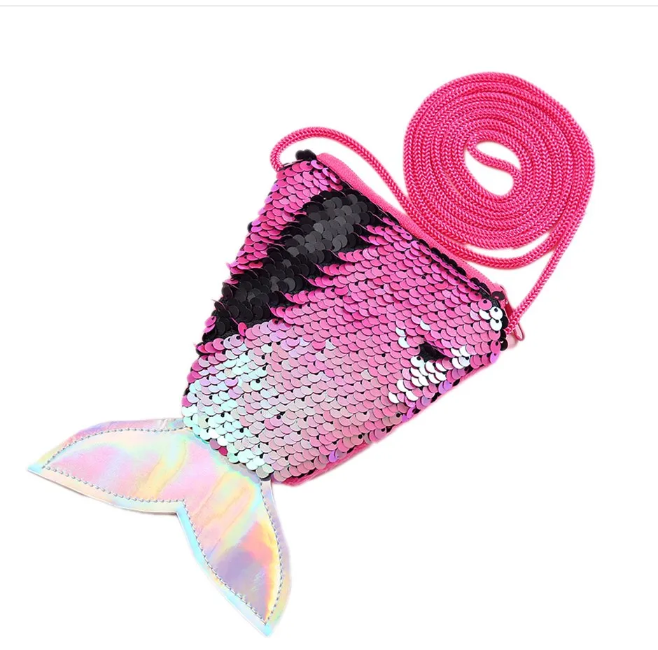 

Fashion Children Sequin Coin Purse Little Baby Girl Mini Shoulder Crossbody Bags Fishtail Cartoon Small Wallet Kids Cute Handbag