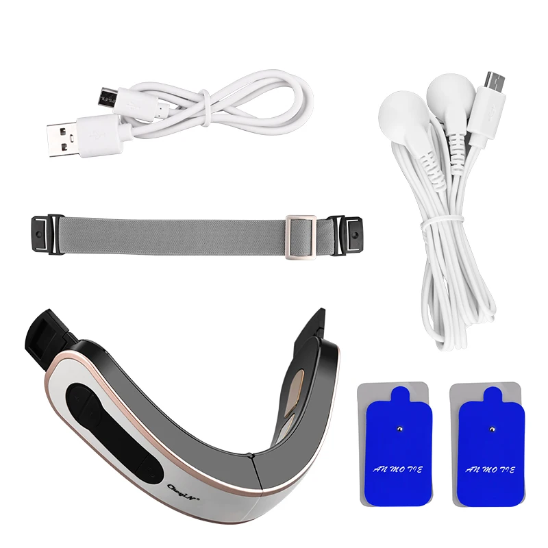 

V Shape Ems Vibration Facial Slimming Lcd Display Face Lift Up Belt Double Chin Thinning Face Lifting Device Neck Thin Lift
