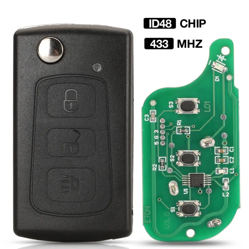 

jingyuqin 3 Buttons Remote Car Key 434Mhz With ID48 Chip For Great Wall Hover Haval H3 H5 Aftermarket Control Key Folding Flid