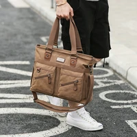 multi function mens canvas bag travel bag shoulder messenger bags large capacity crossbody male casual handbags laptop briefcas