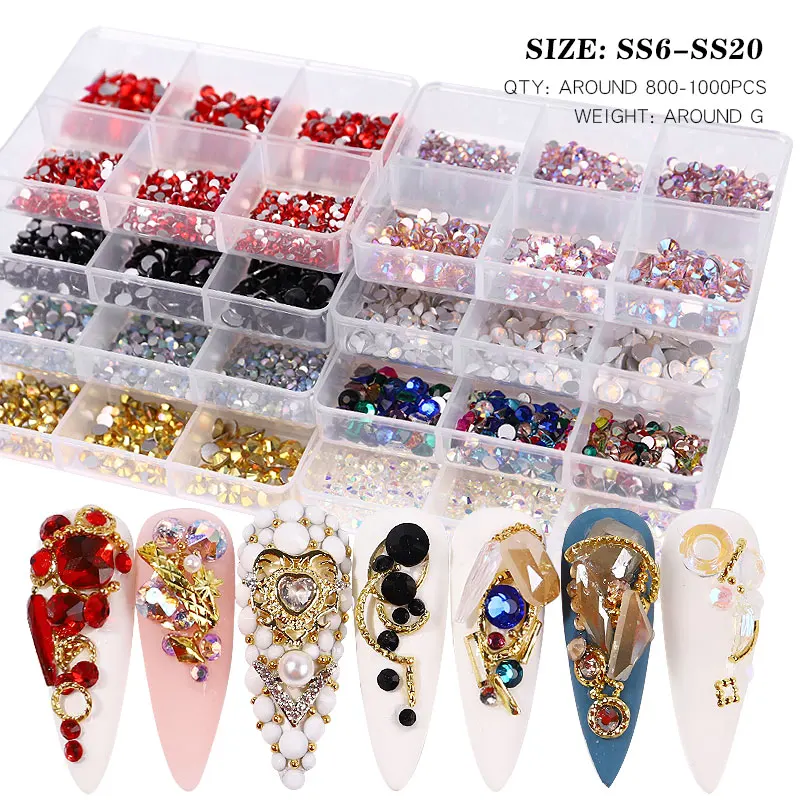 

Mix Size Crystal AB Nail Art Rhinestone For Nail Non Hot Fix 3D Flatback Diamond Strass Gems Glitter Jewelry Nail Art Decoration