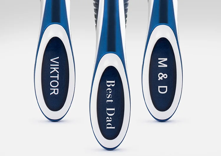 Qshave синие мужские Руководство для бритья Триммер Бритвы бритва Может Дизайн имя, 1 ручка и 6 картриджей(1 шт. X3 лезвие, 5 шт. X5 отвала