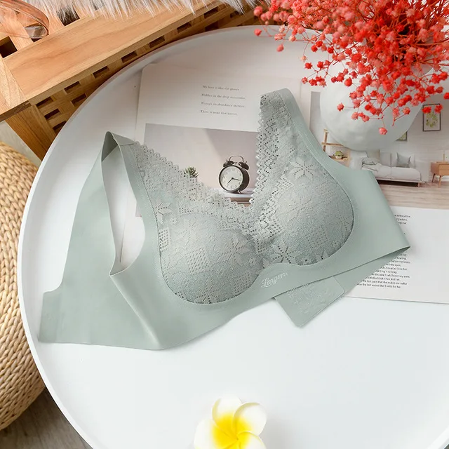 

Latex Seamless Bra Women Push Up Underwear Sexy Lace Shock-Proof Pad Female Intimate Bh Wireless Soft Comfortable Bralette