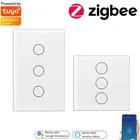 Умный сенсорный выключатель Zigbee Tuya, настенная панель на 123 клавиши, безс нейтральным проводным сенсорным выключателем, 10 А, для Alexa Google, USEU