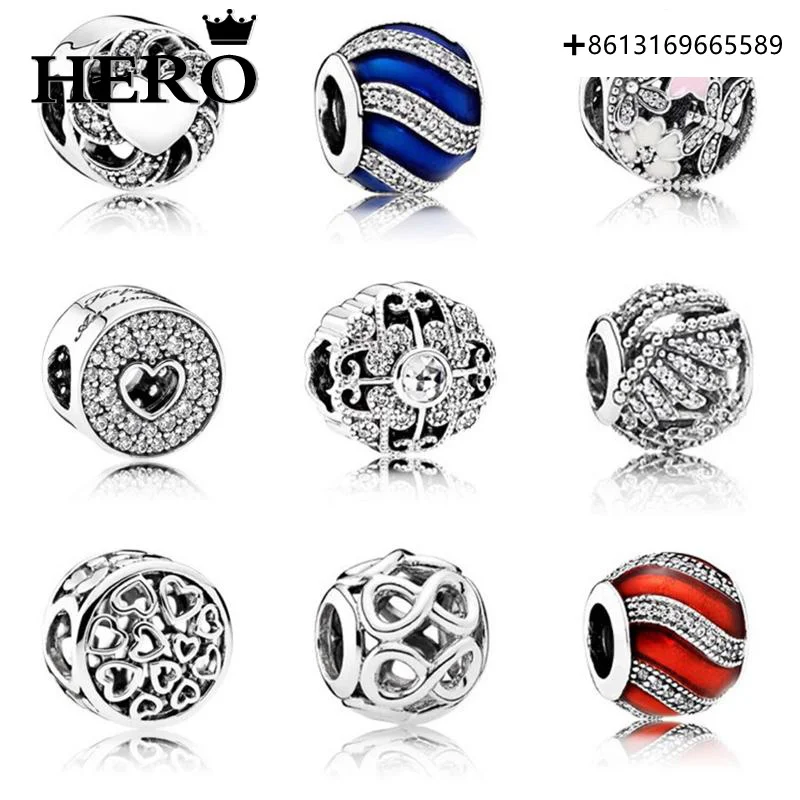 

HERO 100% Стерлинговое Серебро 925 пробы оригинальная копия Высокое качество 1:1 многоцветные ажурные любовные бусины логотип Бесплатная почта