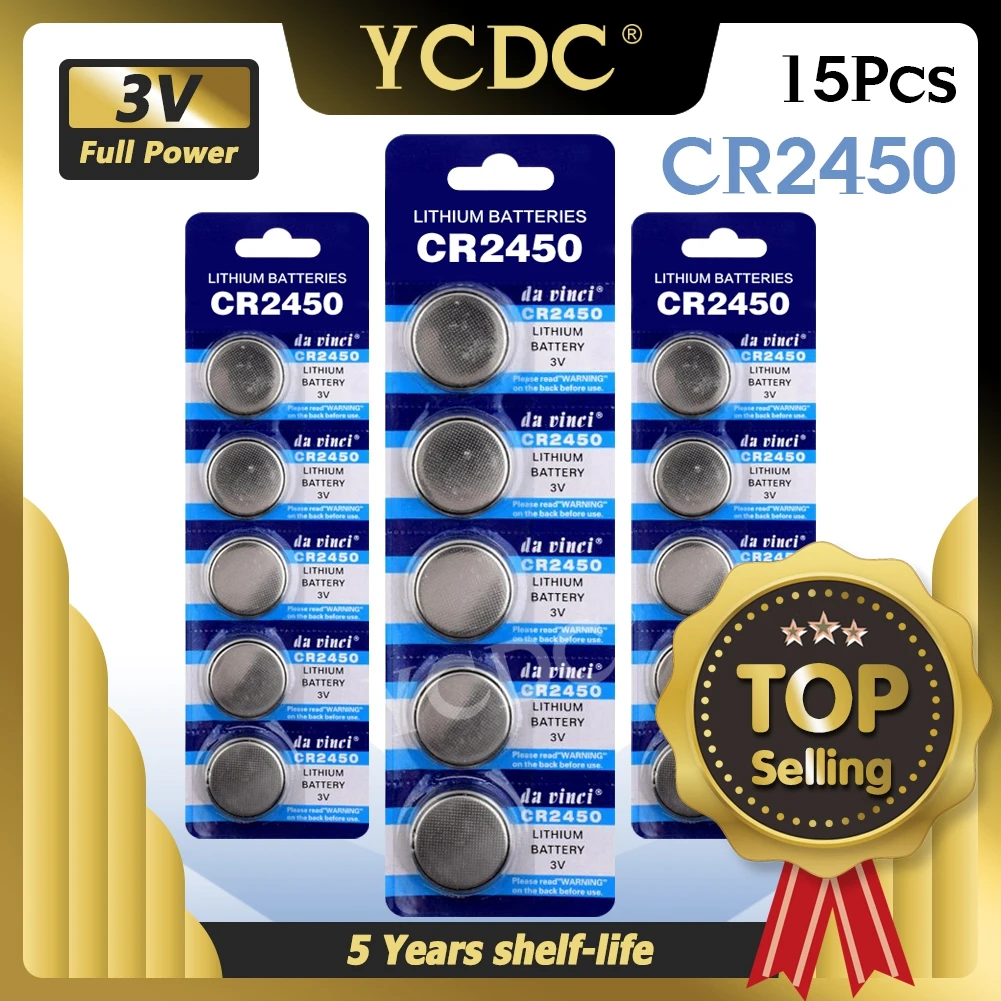 

15 шт. CR2450 кнопочный аккумулятор 3 в литиевые батареи CR 2450 LM2450 5029LC для часов дистанционного управления игрушечным компьютером калькулятор