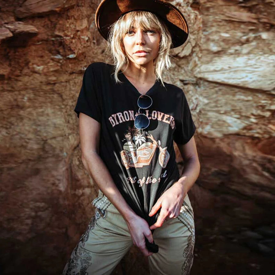 AYUALIN summer black t shirt for women cartoon print o-neck boho Tees short sleeve top casual beach wear Gypsy Knitted camis tee | Женская