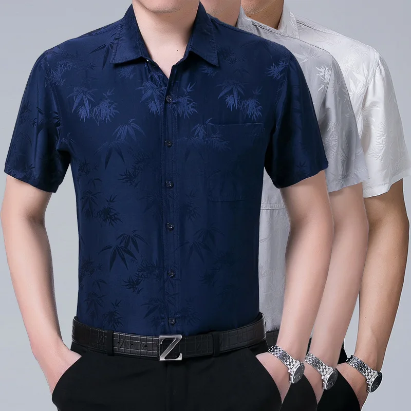 Silk Dress White Short Sleeve Shirt 