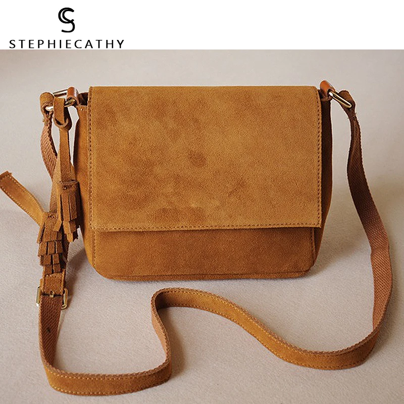 SC натуральная коровья кожа женские сумки-мессенджеры модная сумка с кисточками