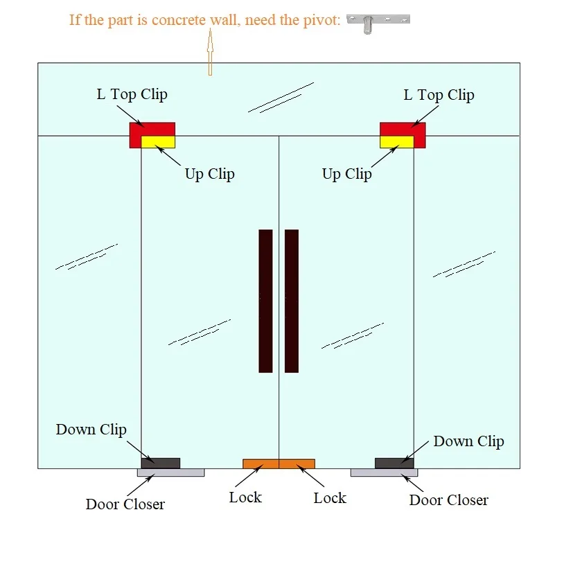 Коммерческий Бескаркасный 10 12 мм стеклянный дверной нижний наконечник
