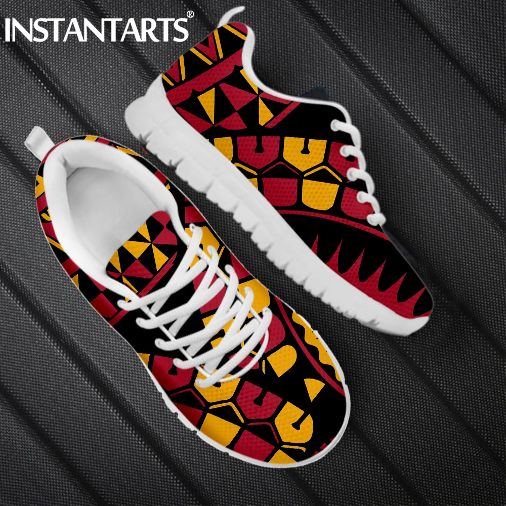 

Женские дышащие кроссовки INSTANTARTS, Повседневные Удобные туфли на плоской подошве, с Полинезийским рисунком, на шнуровке, 2021