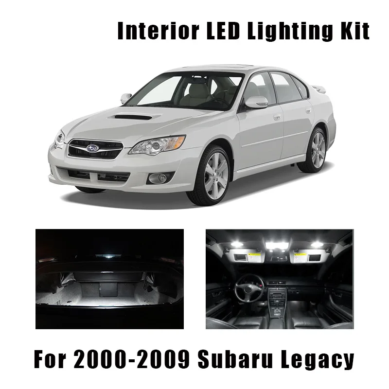 12pcs รถสีขาวหลอดไฟ LED ภายใน Dome Light Fit สำหรับ 2000-2007 2008 2009 SUBARU LEGACY trunk ประตูใบอนุญาตโคมไฟ