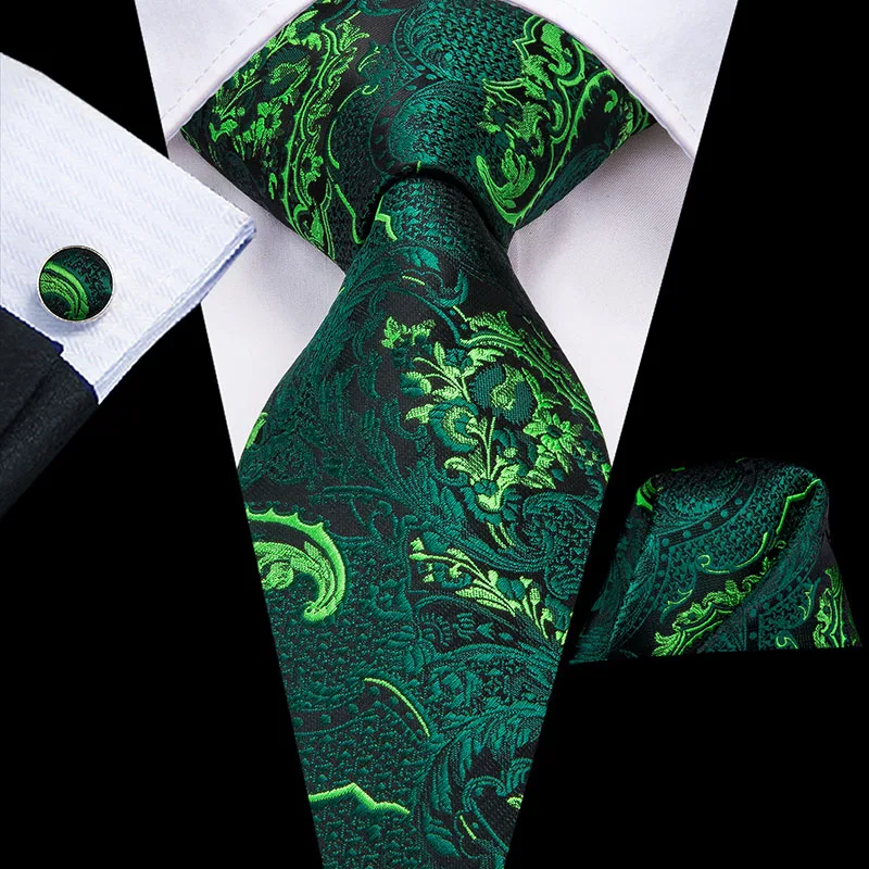 Hi-Tie Роскошные Цветочные Пейсли галстуки для мужчин мужские Desigenr красный зеленый снег Галстуки для рождества взрослый шелковый галстук Hanky запонки галстук набор