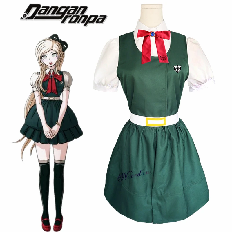 

Danganronpa 2 Sonia Nevermind Cosplay Costume Fashion New Green Dress School Uniform Anime Cosplay Woman Costume