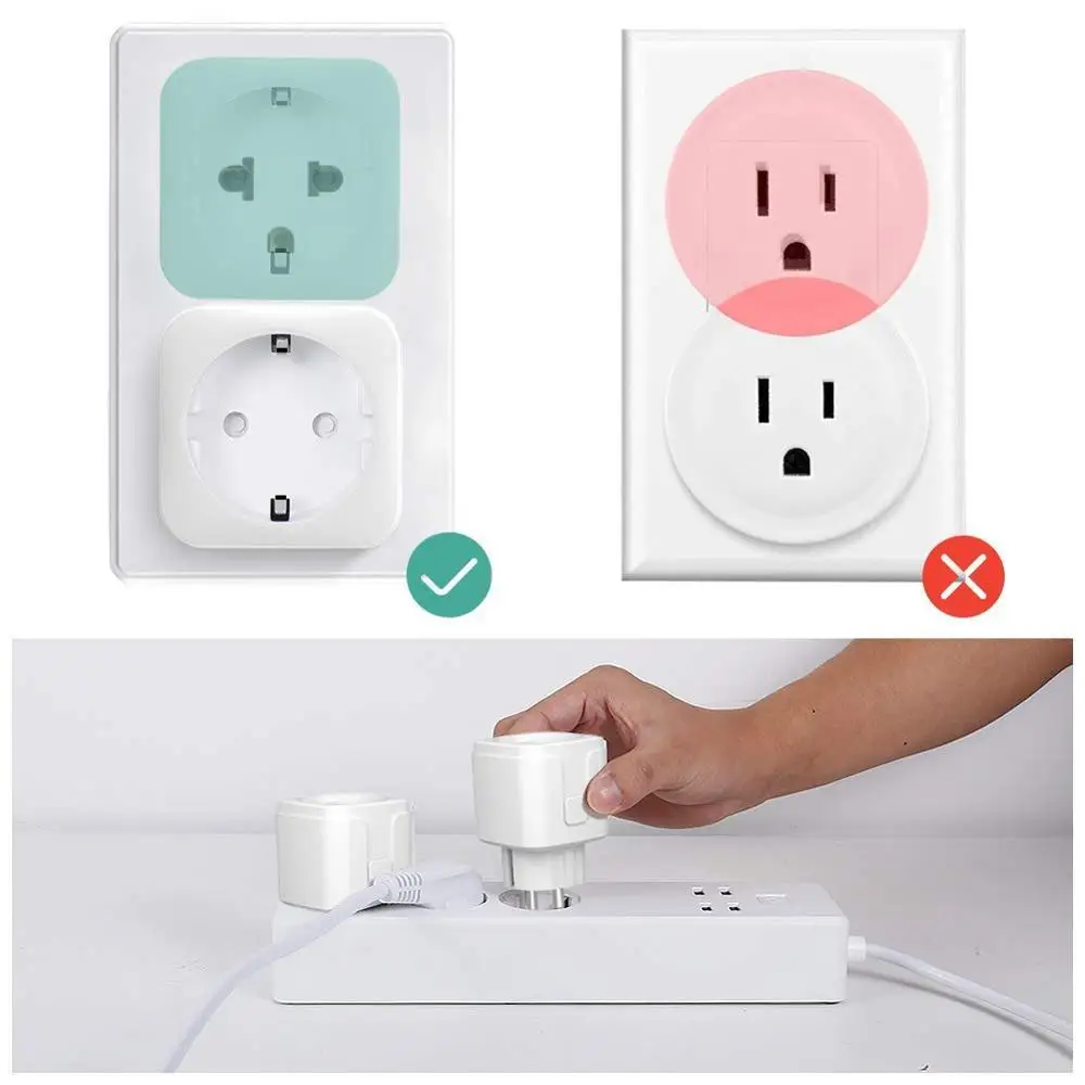 Умная штепсельная вилка Wi Fi беспроводная розетка ЕС/FR 16A с голосовым пультом