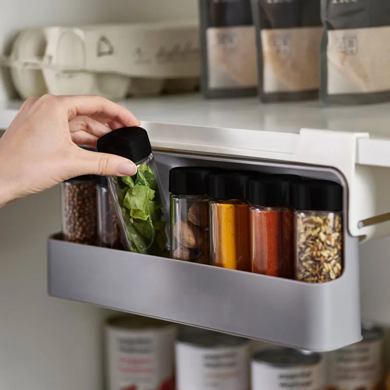 

Suchme Seasoning Bottle Storage Rack Cabinet Shelf Organizer Space Saving Hanging Condiment Jar Kitchen Supplies for Household