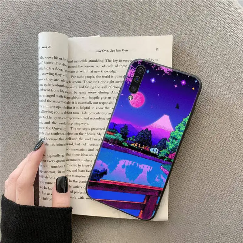 

Fashion Art Pixel Aesthetic Purple city Phone Case For Samsung galaxy S9 10 20 A10 21 30 31 40 50 51 71 s note 20 j 4 2018 plus