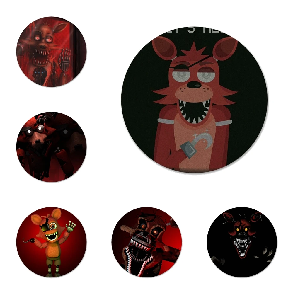 Fnaf Plush Foxy Icons Pins Badge Decoration Brooches Metal Badges For Clothes Backpack Decoration 58mm