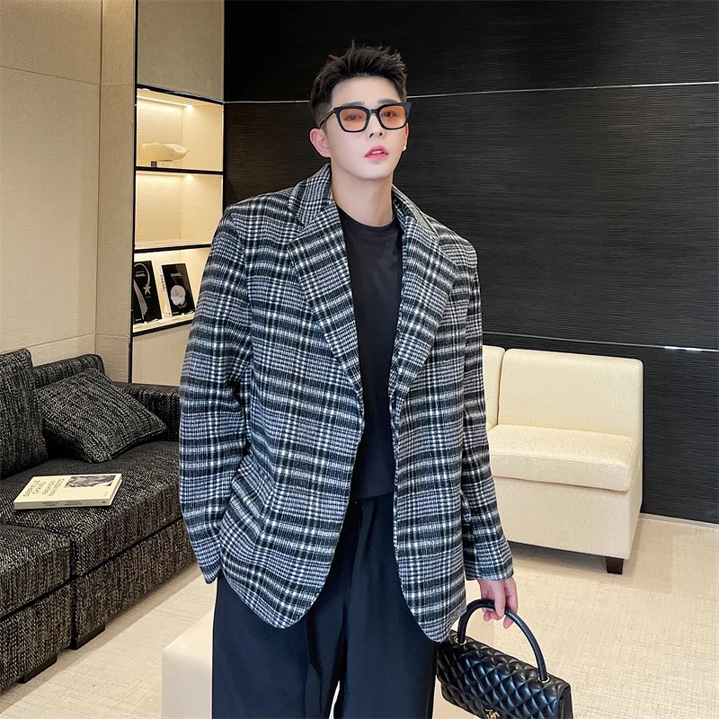 

Мужской костюмный жилет, новый корейский шерстяной костюм из двух предметов, модное повседневное свободное короткое пальто большого разме...