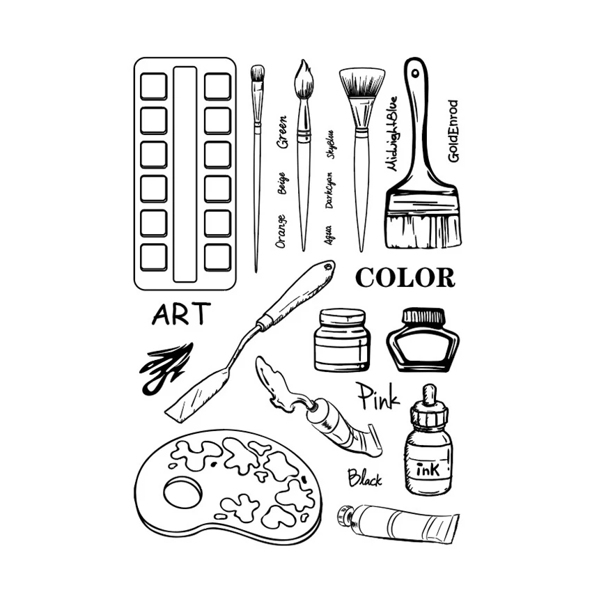 

Brush Painting set Clear Stamps for DIY Scrapbooking Card Transparent Stamp Handmade Making Album Photo Crafts New Stamps Decor