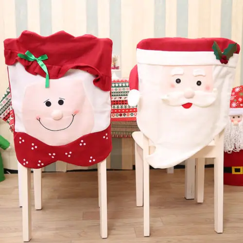 Новинка рождественские украшения для стульев обеденного стола Санта леди чехол