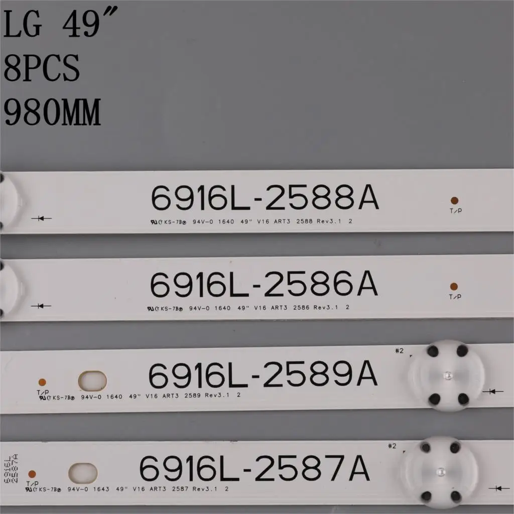 NEW 8 PCS/set LED backlight strip for 6916L-2586A 6916L-2587A 6916L-2588A 6916L-2589A 49LH604V LC490DUE-(FJ)(M1) AGF79047501