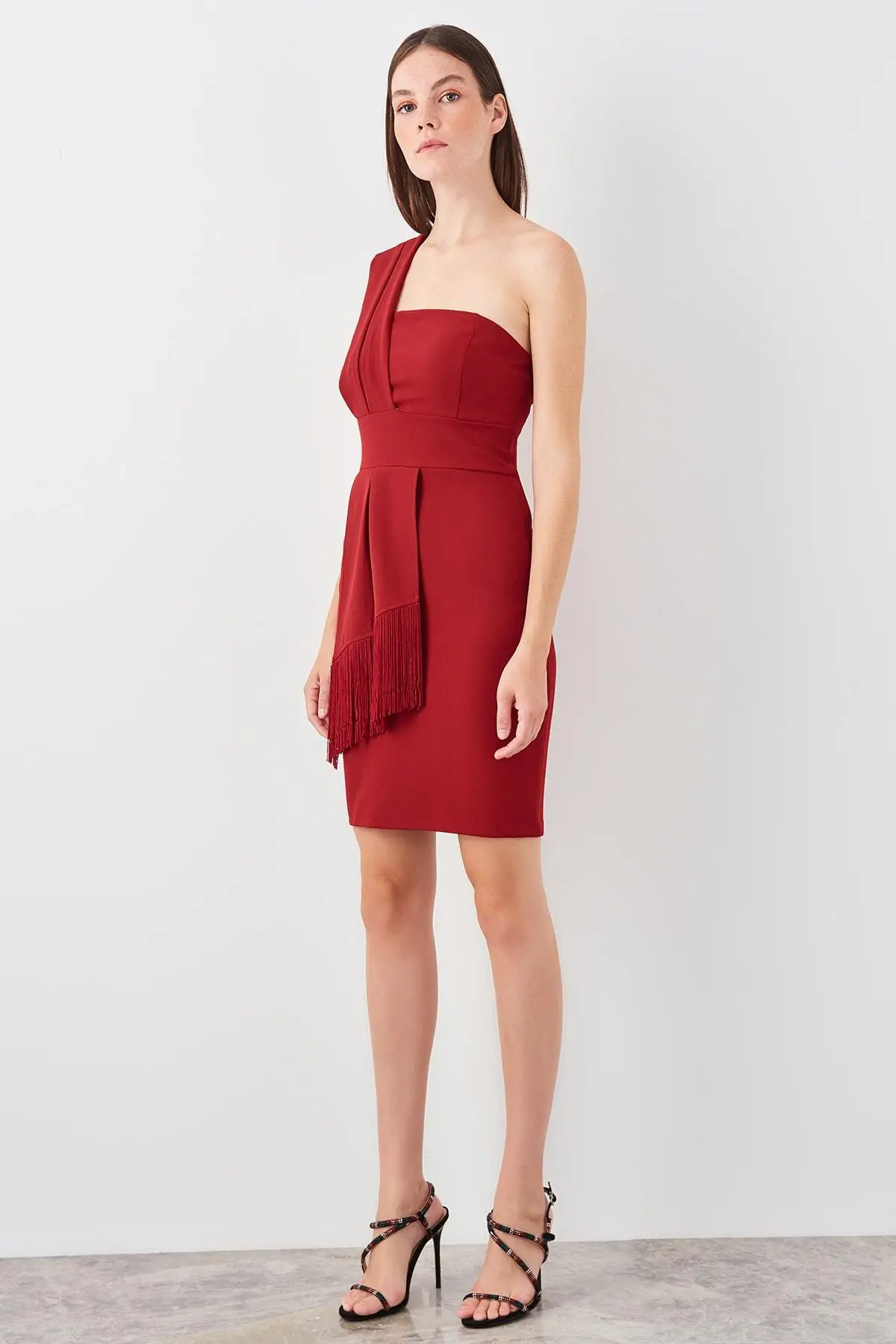 Trendyol Burgundy Tassel Detail Dress TPRSS19EL0331 | Женская одежда