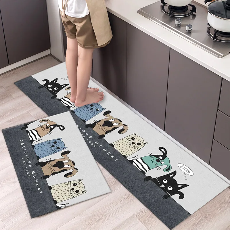 

Anti-slip Kitchen Mat for Floor Modern Bath Carpet Entrance Doormat Cartoon Soft Rug Absorbent Area Living Bedroom Prayer Pad