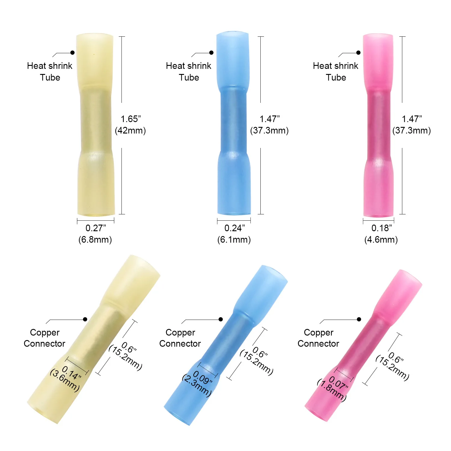 Термоусадочные стыковые обжимные клеммы красные синие желтые 3 размера