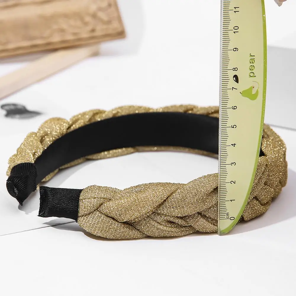 1 шт однотонная плетеная Мягкая повязка на голову для женщин широкая блестящая