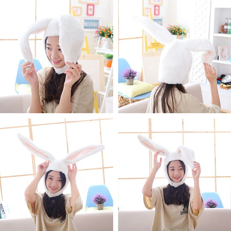 

1Pcs Cute Bunny Ear Girl Women Cap Solid Color Warm Plush Photo Props Cap