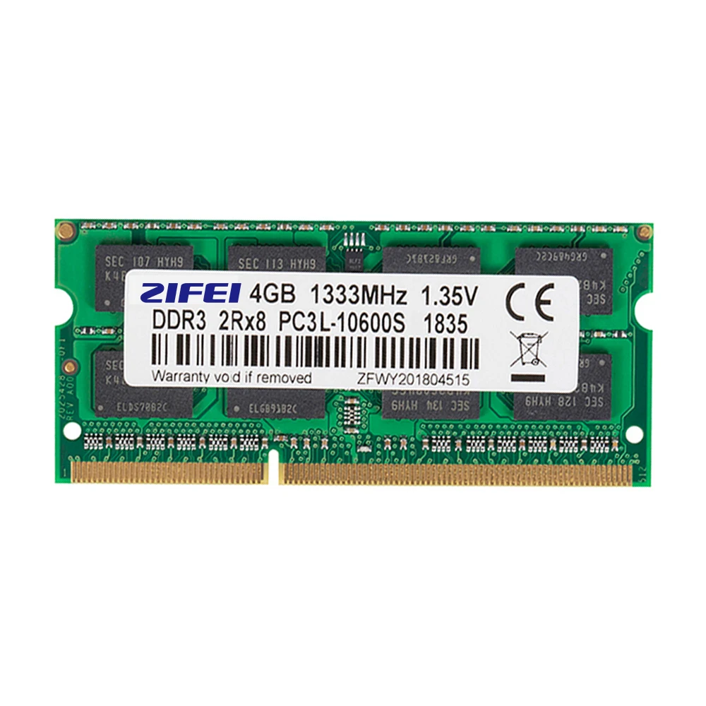 ZiFei ram DDR3L 4 Гб 1066HMz 1333 МГц 1600 МГц 204Pin 1,35 в SO-DIMM модуль памяти для ноутбука