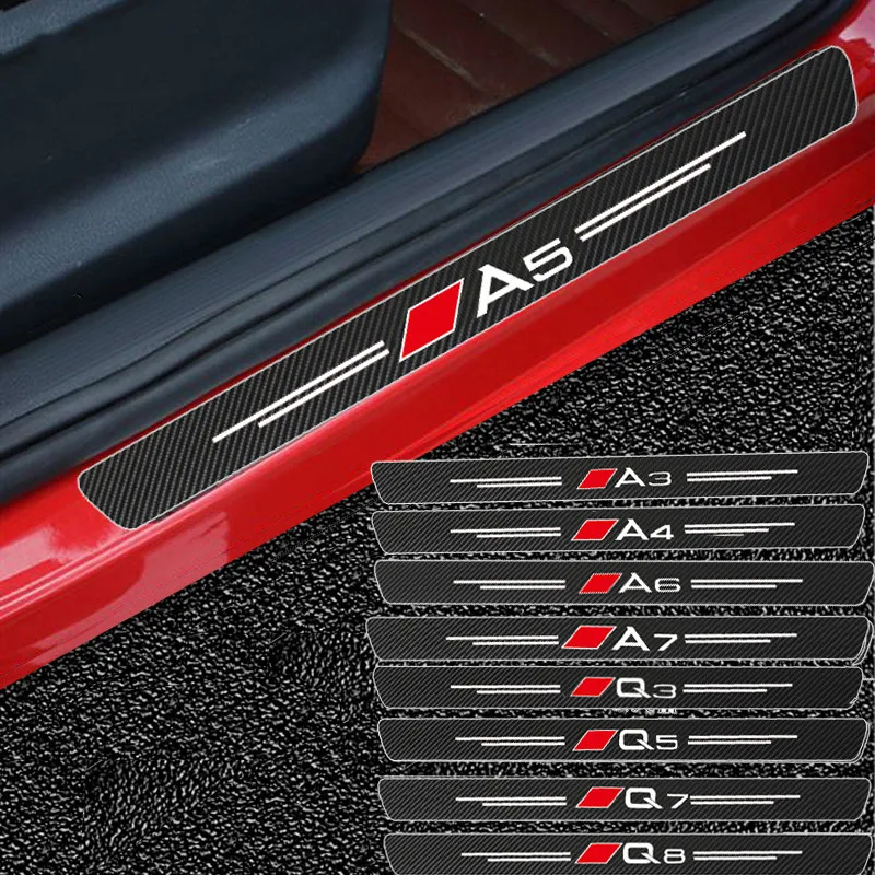 

4pcs Door Sills Guards Sticker Carbon Fiber For Audi Sline Quatrra A3 A4 A5 A6 A7 A8 TT Q3 Q5 Q7 A1 B5 B6 B7 B8 B9 8P C6 C5 C7