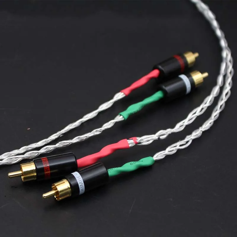 HiFi 8AG одиночный Кристальный серебряный аудио кабель Hifi RCA соединительный с