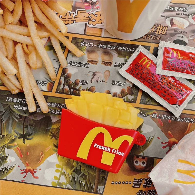 

3D чехол в виде картошки фри для AirPods 1 2 Pro Box брендовый Мягкий силиконовый чехол для беспроводных Bluetooth наушников Защитный чехол для Airpods Funda