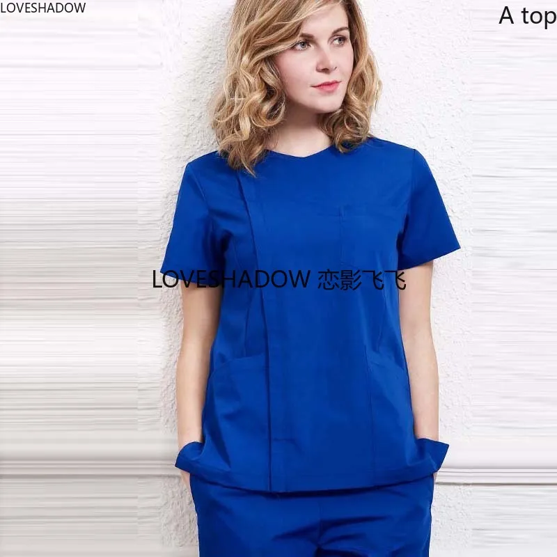 

Новый стиль, Женский скраб-топ, медицинская Униформа с застежкой-молнией, хирургическая рубашка, медицинская Униформа с коротким рукавом, р...