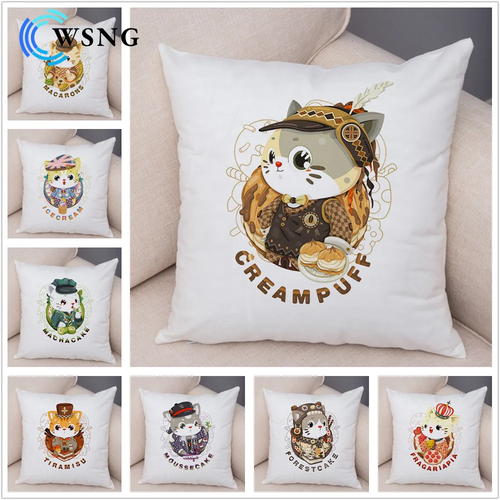 

Cute Cartoon Cat Cushion Pillow Cover Living Room Sofa Bedroom Car Decoration Animal Plush Pillow Cover 45x45cm