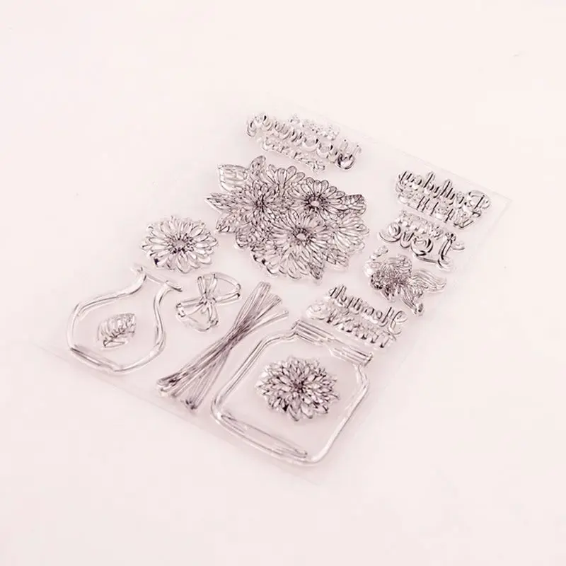 Новая Цветочная ваза силиконовая прозрачная печать DIY Скрапбукинг рельефная