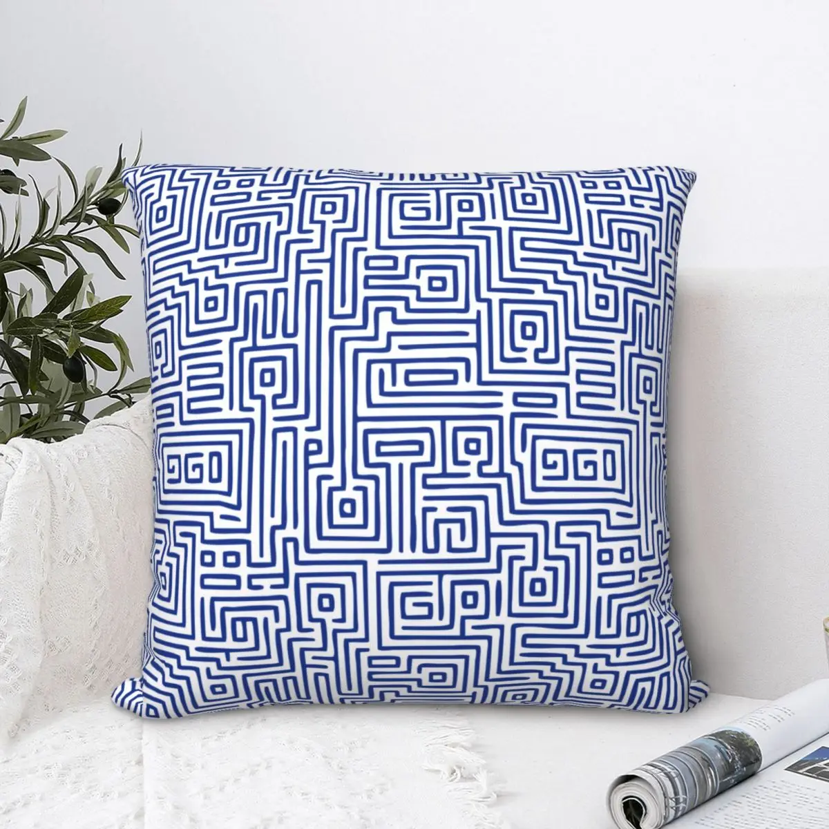 

Kuba Style Maze Pattern Square Pillowcase Cushion Cover Spoof Home Decorative Polyester Throw Pillow Case Car Nordic 45*45cm