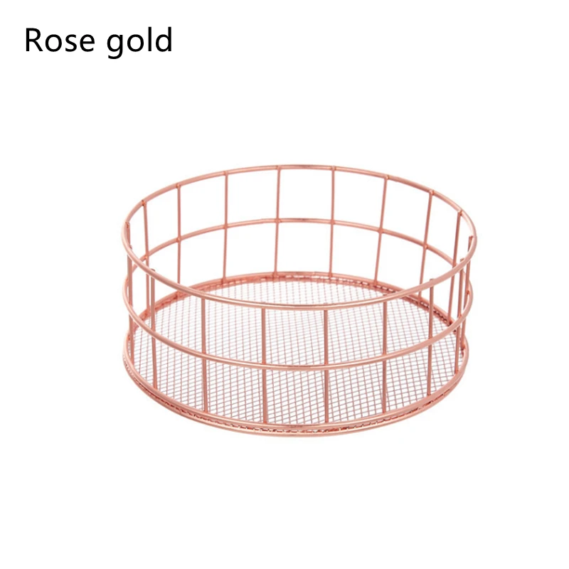 

Nordic Style Metal Iron Storage Basket Mesh Bottom Disc Office Storage Sorting Basket Sundries Storage Box