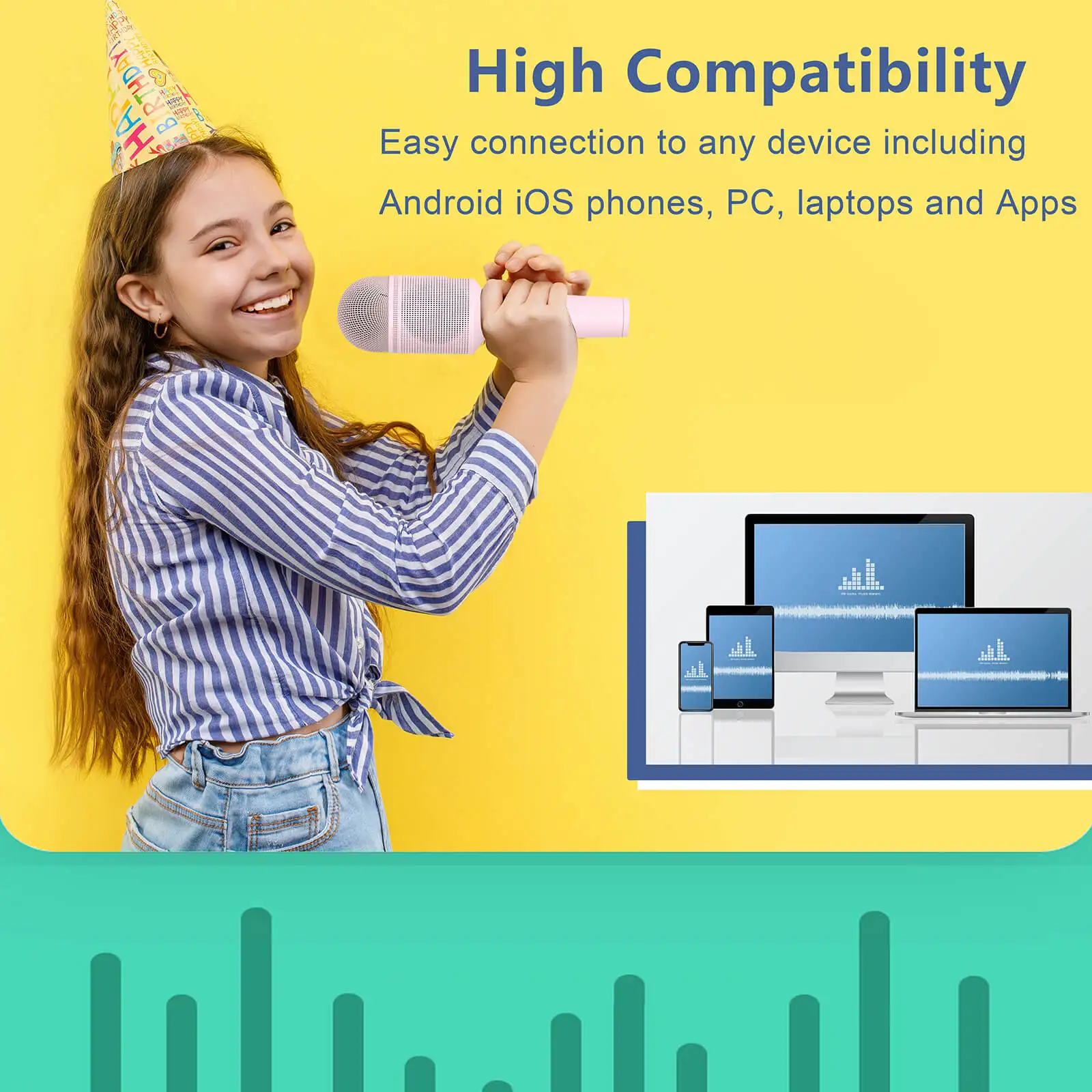 Беспроводной микрофон Fivtek для караоке портативная ручная Колонка с функцией