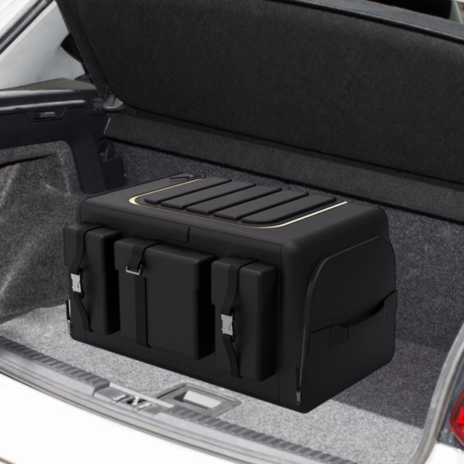 

Universal Car Trunk Organizer With Lid Super Strong & Durable Foldable Nonslip Cargo Storage Box For Auto Trucks SUV Trunk Boxes