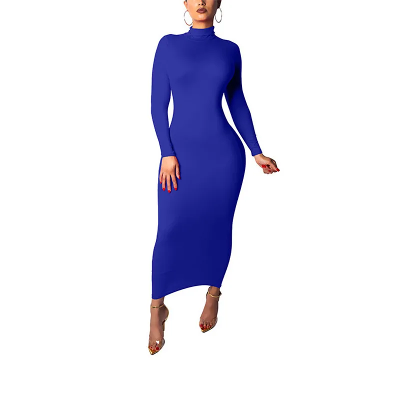 

YGYEEG New Autumn Winter Women Knitted Dress Turtleneck Lady Slim Bodycon Long Sleeve Bottoming Sheath Spring Fashion Vestidos