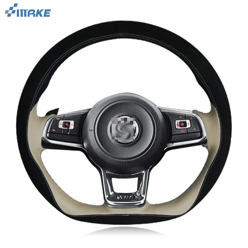 

For Volkswagen Golf GTI 2015-2018 Steering Wheel Cover DIY Hand-stitched Car Interior Case Top Leather Accessories