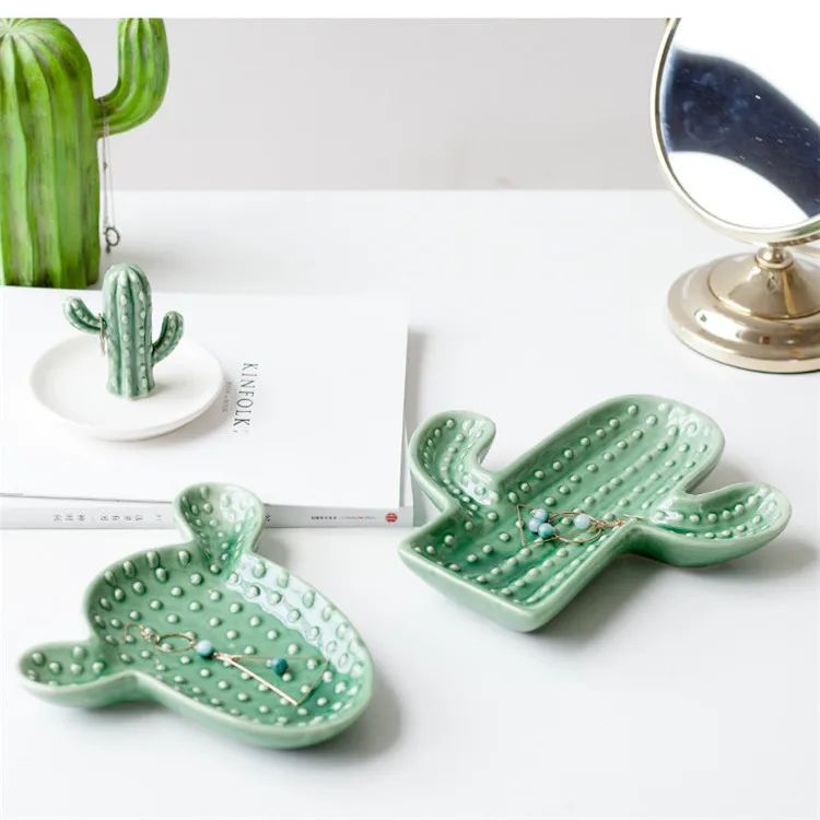 

Nordic Ins Cactus Headgear Plate Creative Ceramic Ring Tray Collection Tray Bathroom Soap Plate Customized