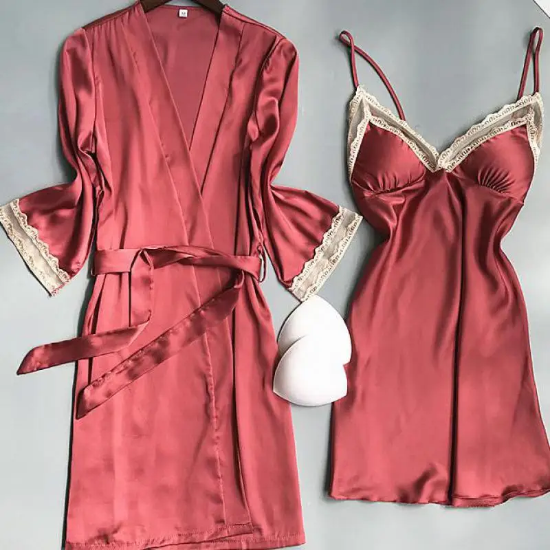 Комплект свадебного халата с кружевной отделкой для невесты новинка 2021 Женский