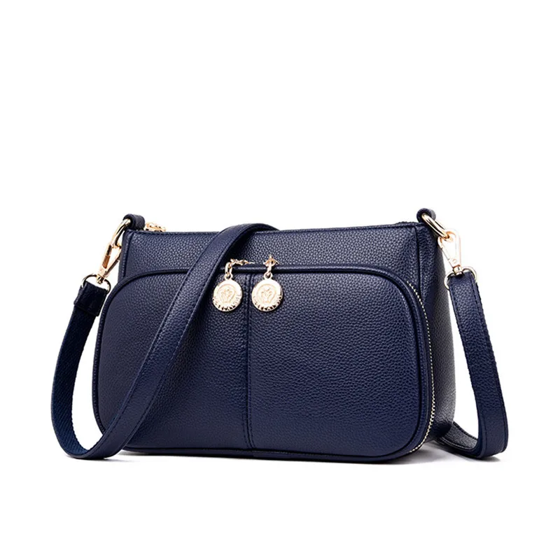 Роскошные кожаные сумки Bolsas De Mujer, женские сумки, дизайнерские маленькие сумки через плечо для женщин, женские ручные сумки, кошельки - Цвет: BLUE