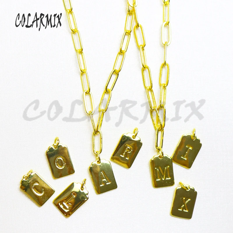 

8Pcs Rectangle letters pendants necklace Tag charm alphabets jewelry accessories pendants fashion jewelry for women 50982